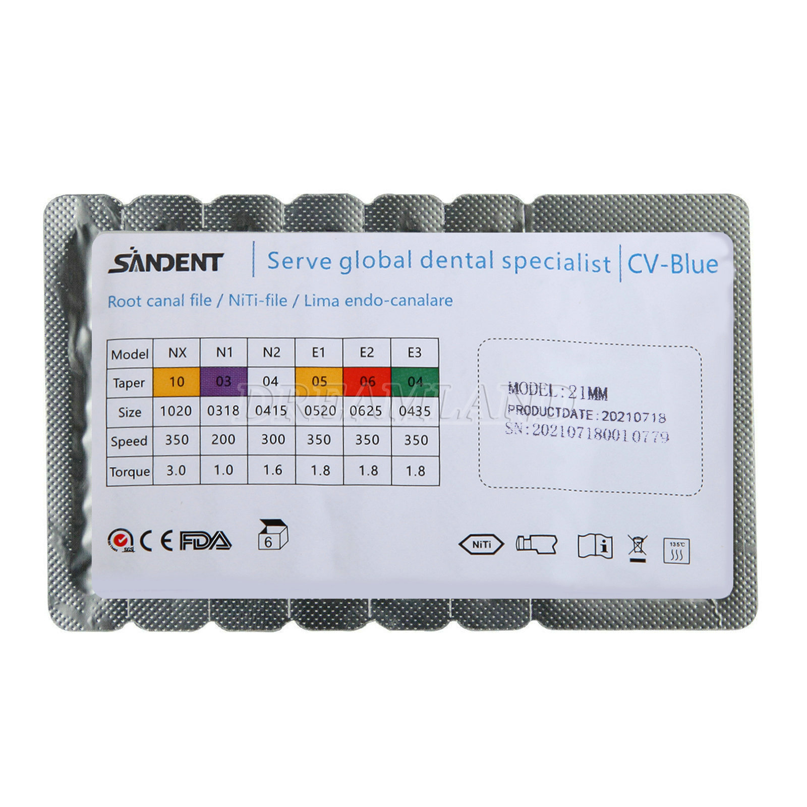 6pcs/pack Dental Endo Root Canal Super Taper Rotary Niti Files 21/25mm/31mm