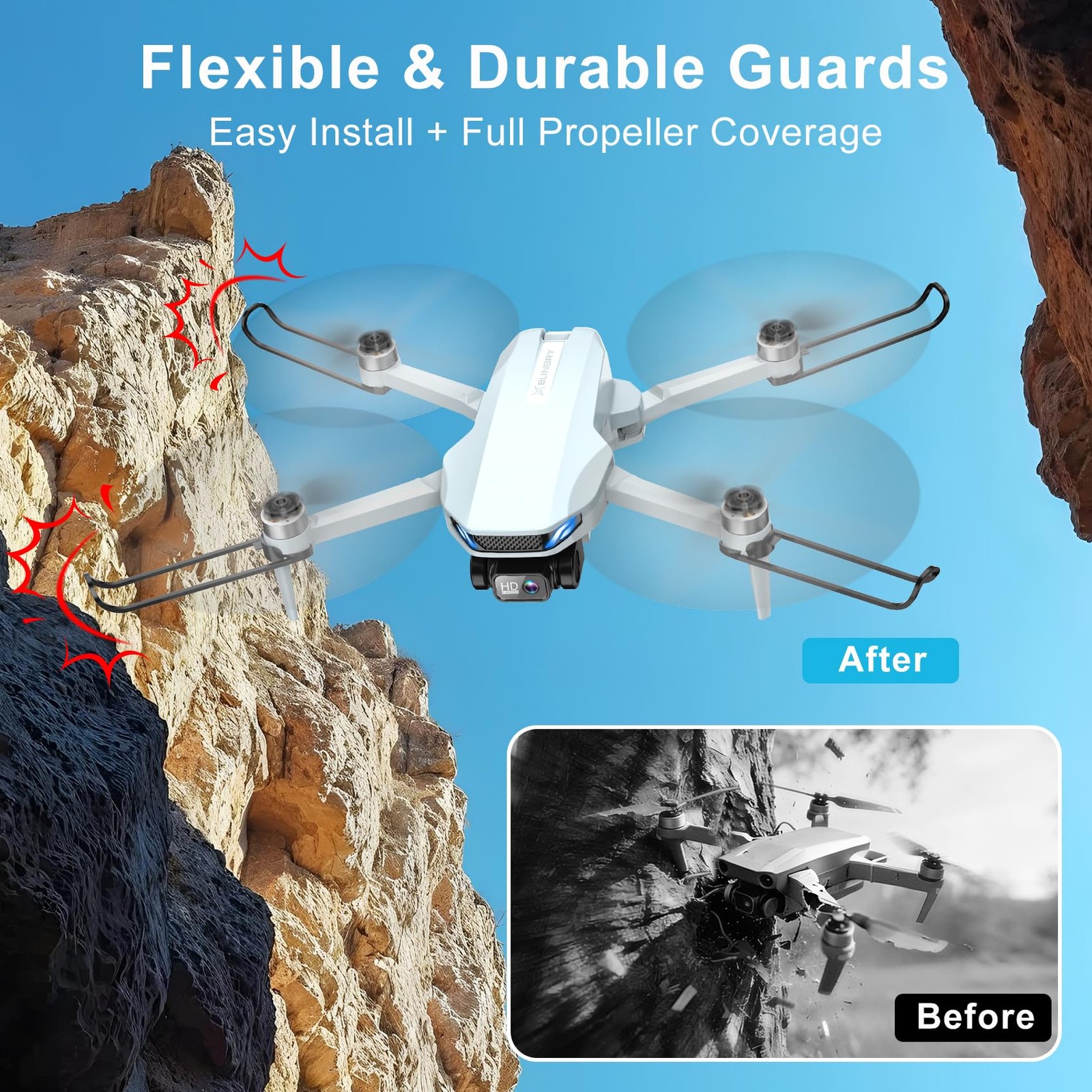 2K FPV Foldable Camera Drone Under 250g RC Quadcopter 2 Batteries Carrying Case