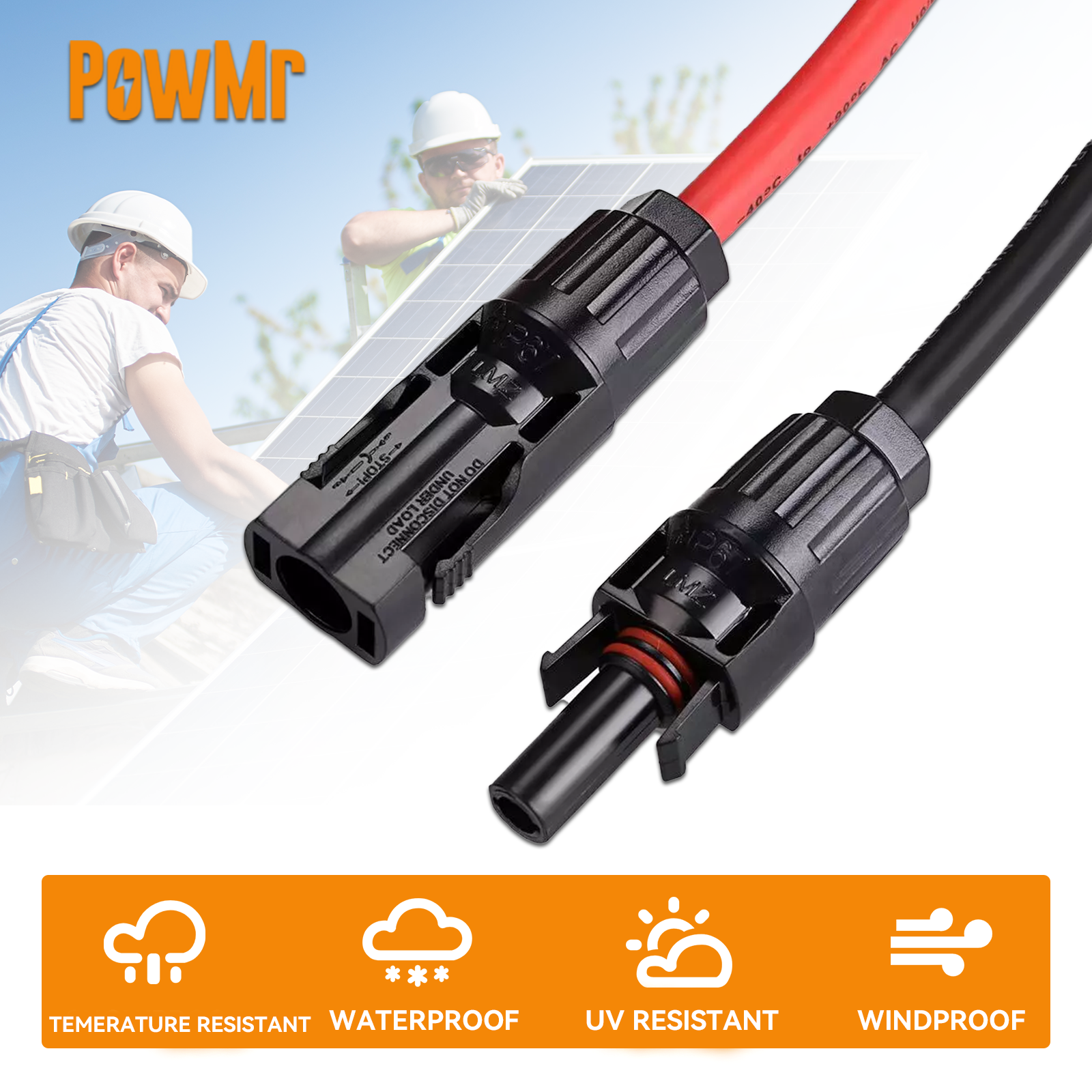 10 AWG Solar Panel Extension PV Cable Wire Solar Connectors Pair Black Red 6mm²