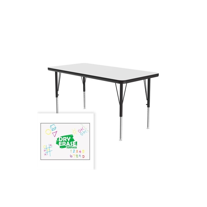 Correll 24x60" Wood Markerboard-Dry Erase - Activity Tables in Black/White