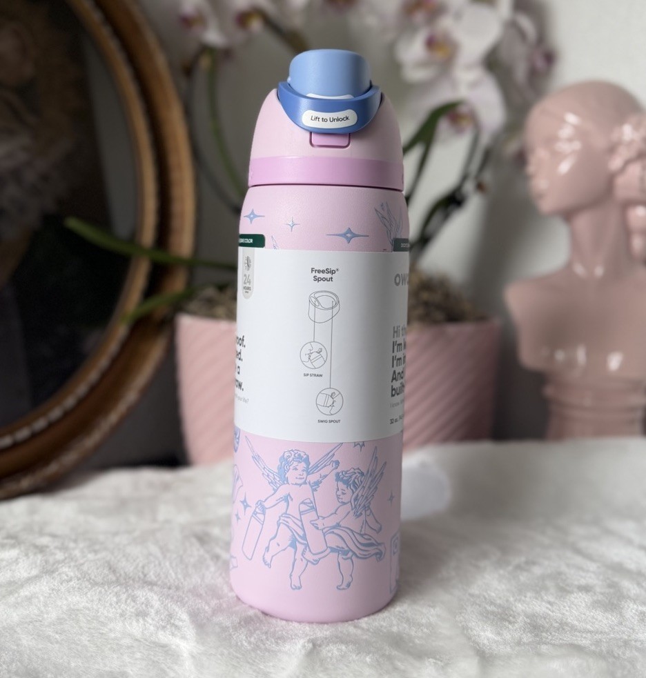 Owala SHOT TO THE HEART Pink Angel Cherub Valentines GirlyFreesip 32OZ NWT