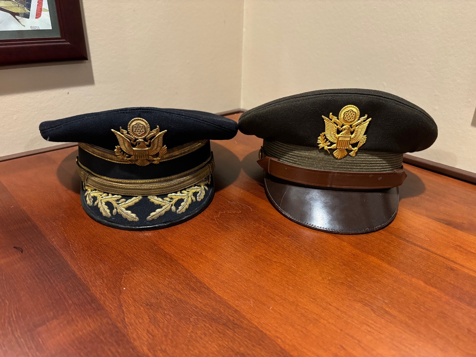 WWII ERA US ARMY CHAPLAIN DRESS & SERVICE VISOR HAT CAPS IDENTIFIED NAMED + MORE