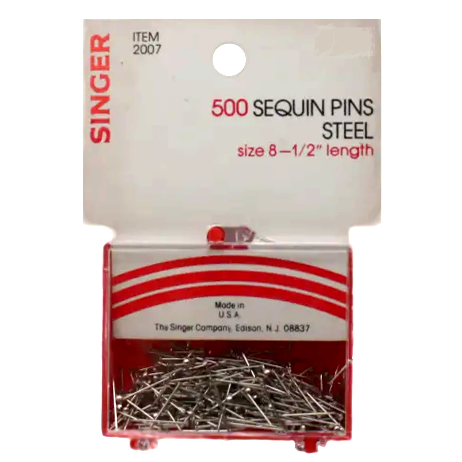 Singer 500 Steel Sequin Pins Size 8, Short 1/2" Length