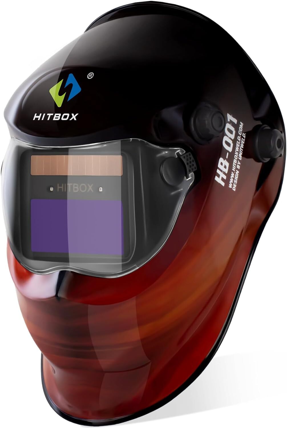 True Color Welding Helmet Large View Solar Auto Darkening Mig Grinding Mask Red