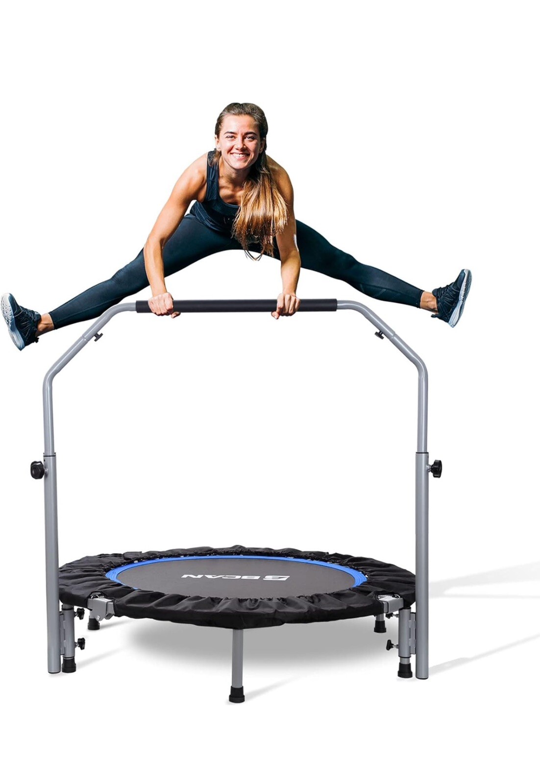 BCAN Trampoline for Fitness Rebounder & Adjustable Foam Handle - 330 Lbs
