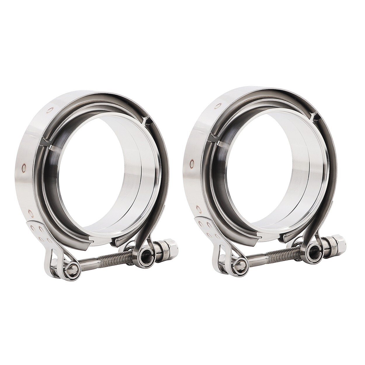 LokoCar 3 Inch V Band Clamp With Flange Male Female Stainless Steel Silver 2Pcs
