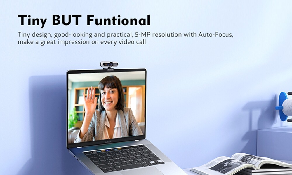 TOALLIN 2K Auto-Focus QHD Webcam Windows Hello Privacy Shutter w/Microphone New