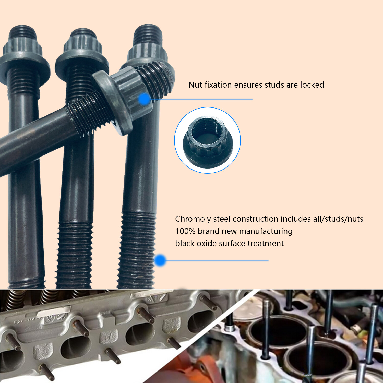 Cylinder Head Stud Nut Kit & Engine Bolts for Honda Sportrax 400 TRX400EX TRX400