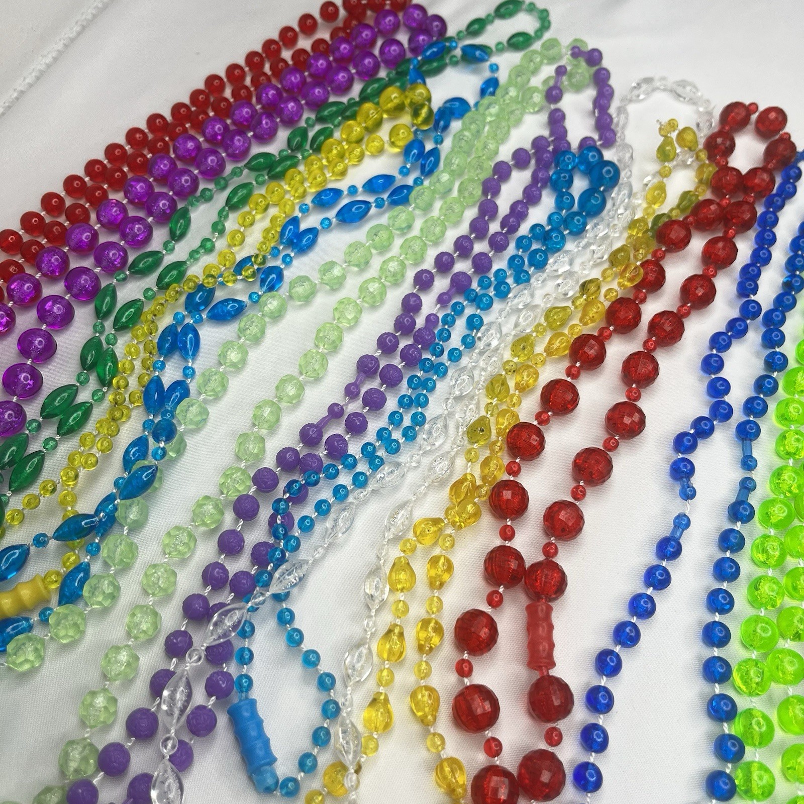 Vintage Mardi Gras Beads 70's-80's- carnival parade beads Lot Of 15 Necklaces