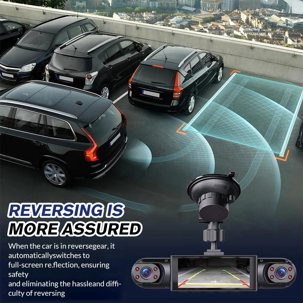 360° 4 Channel 1080P HD Car Dash Cam Front and Rear Inside Left Right + Camera