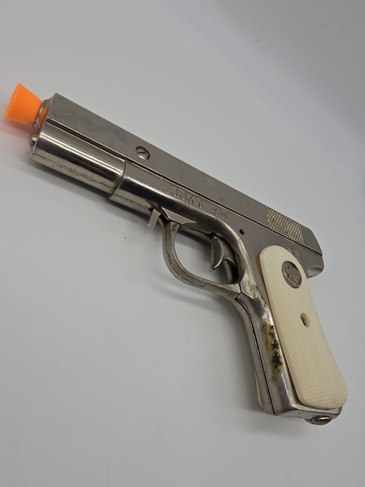 VINTAGE HUBLEY ARMY 45 CAP GUN - COLT 1911 - Working, Oiled- 1950'S