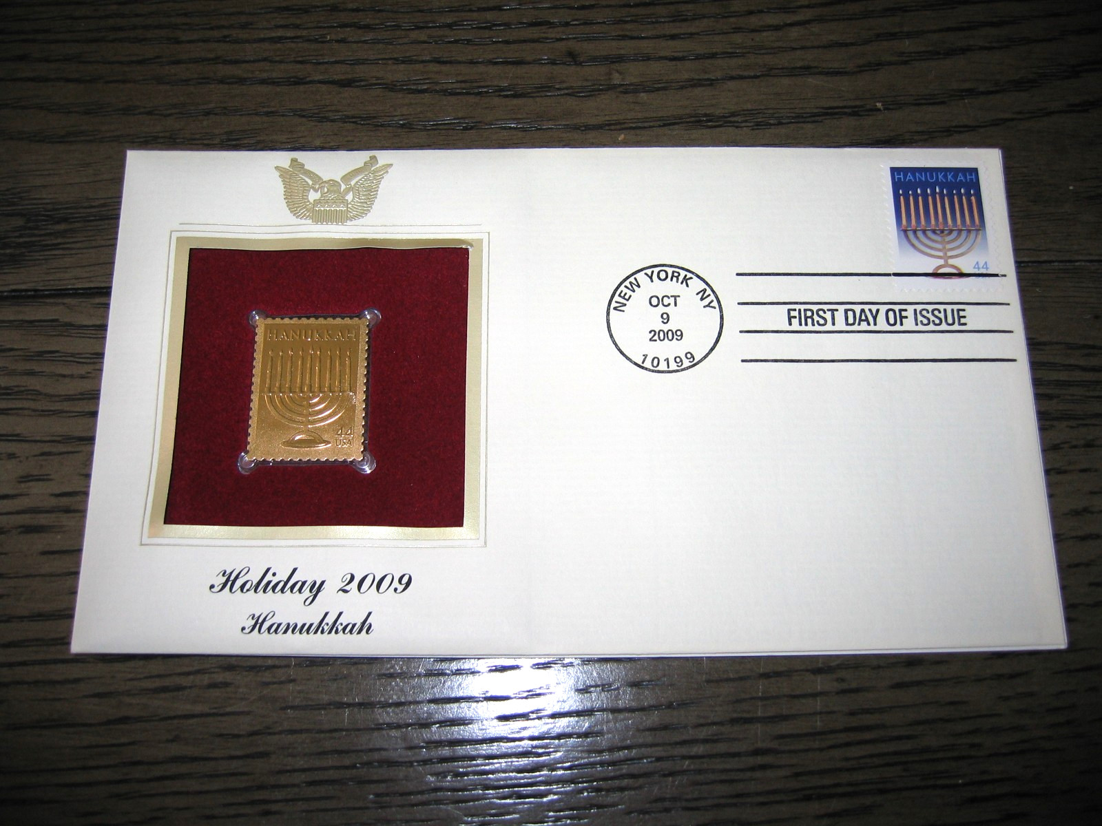 2009 Holiday Hanukkah Replica Golden Cover Stamp