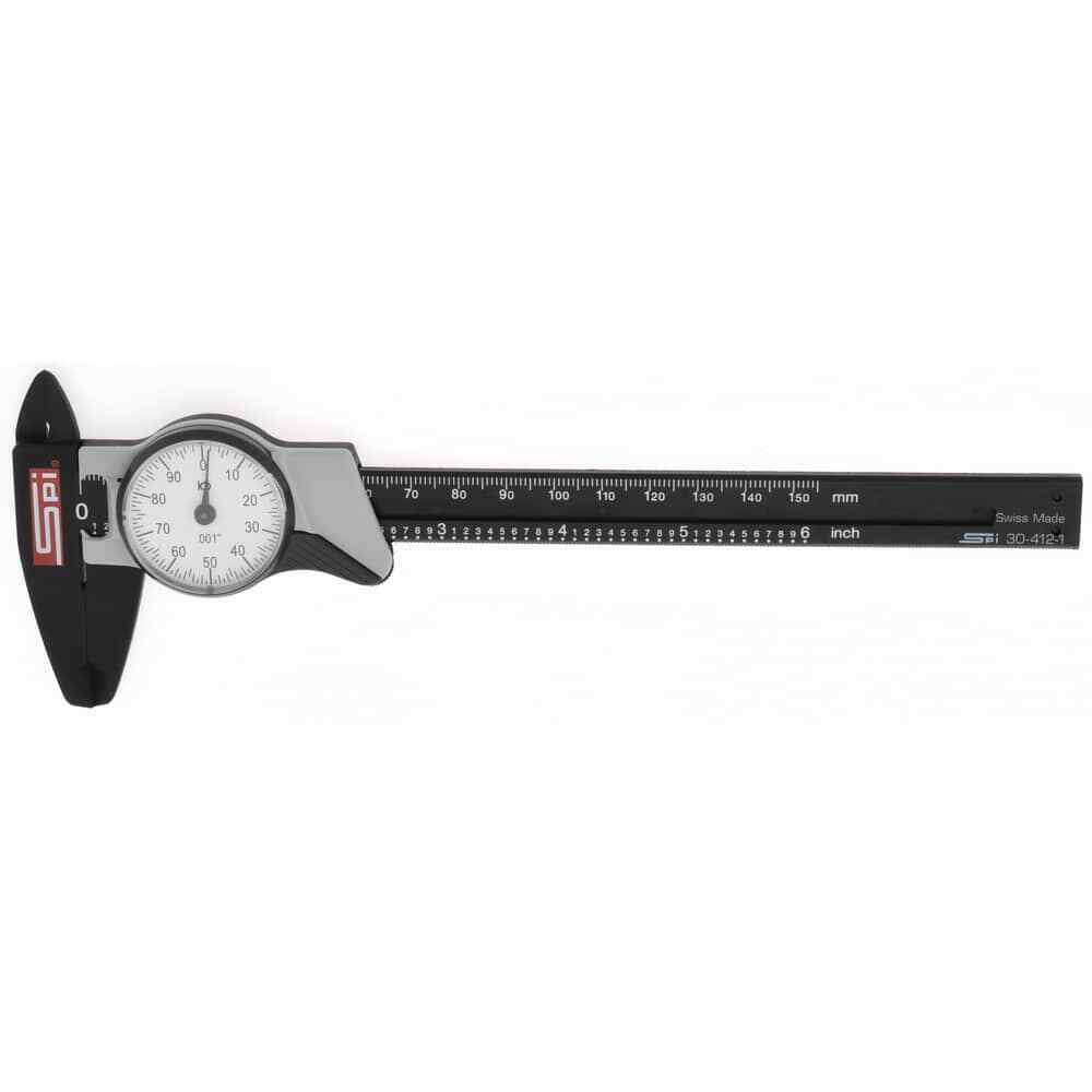 SPI 30-412-1 Super Polymid Inch Dial Caliper with White Dial: 0" - 6" Range