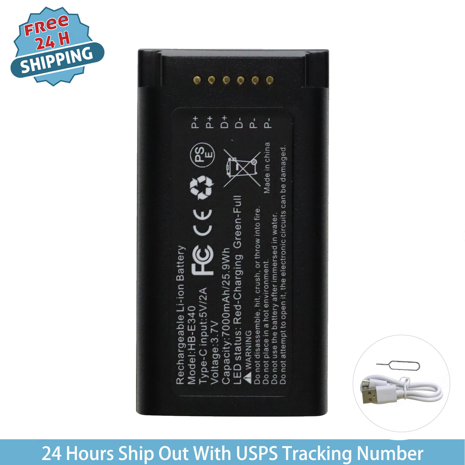 For Eufy Rechargeable Battery Pack Backup with USB-C for Video Doorbell E340