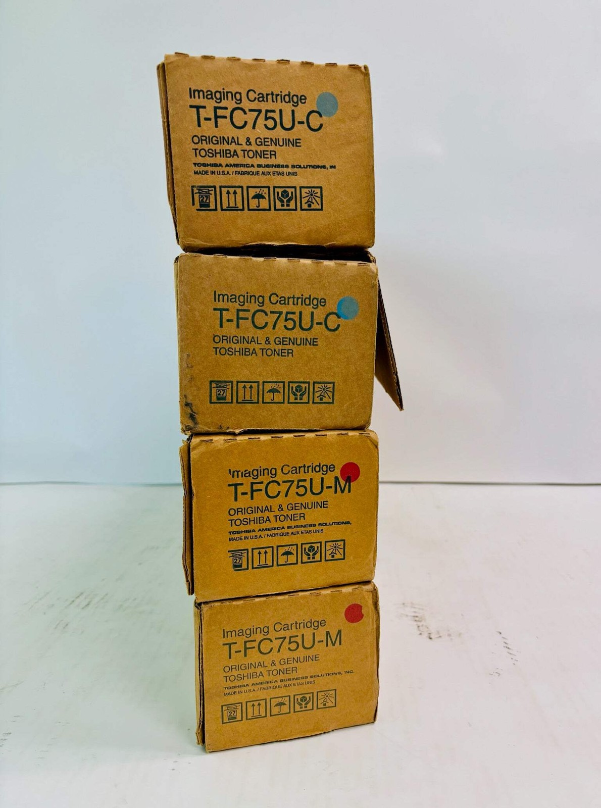 4 Genuine Toshiba e-STUDIO 5560C,6560C,6570C Cyan & Magenta Toner T-FC75U CCMM
