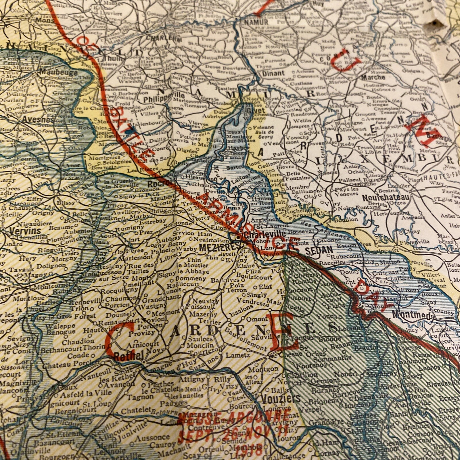 World War Map Battleground Liberty Keystone View Belgium France Germany 19x23