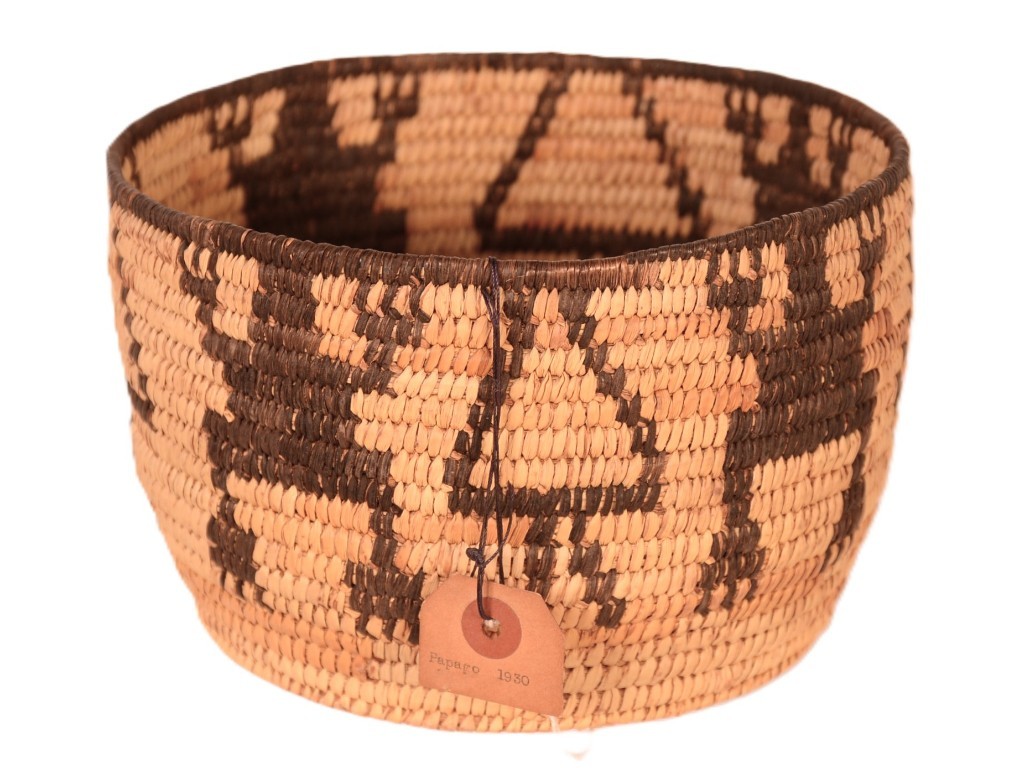 Antique Papago Basket ca. 1930 4.875" H x 7.625" D Hand Coiled