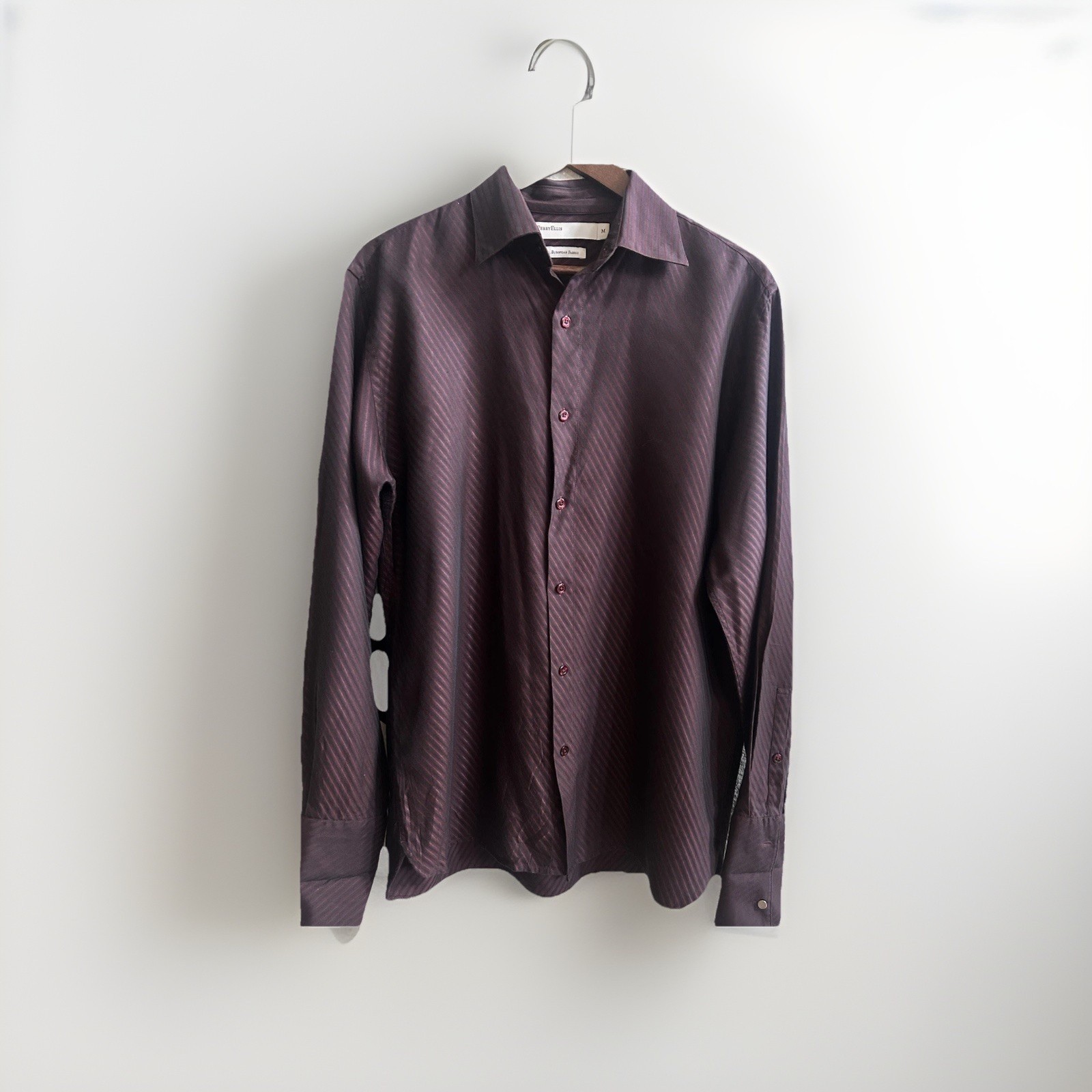 Perry Ellis Business Casual Stretch Burgundy Button Down Shirt M