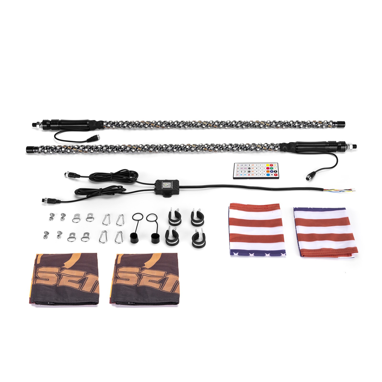 2x 4ft RGB LED Whip Lights Pro-fit Mounts Kit For Can Am Defender 2016-2025