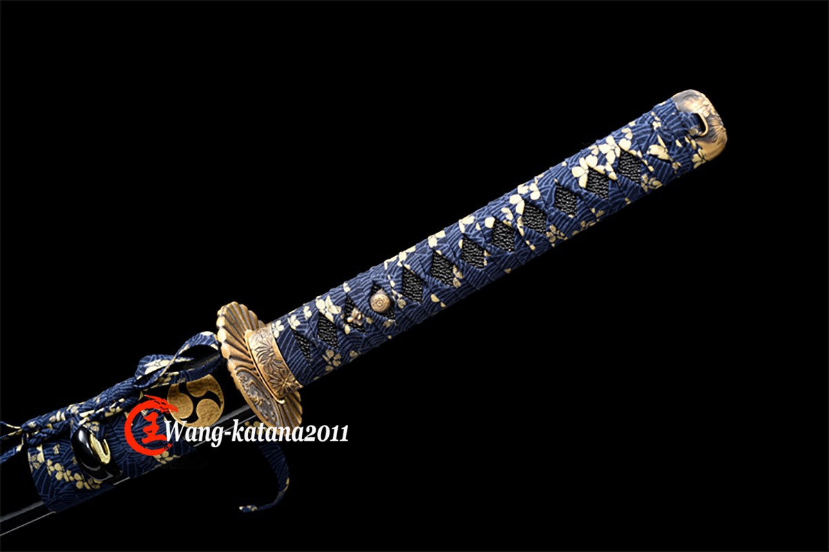 Full Tang Sharp Japanese Samurai Katana Sword T10 Clay Tempered Brass Fittings