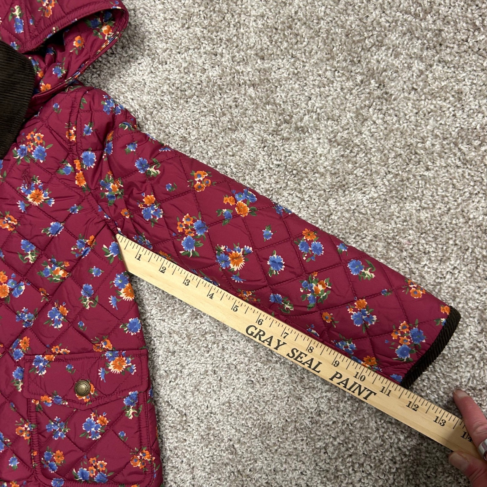NWT Polo Ralph Lauren Water Repellent Barn Jacket Floral Girls 5 Corduroy Trim