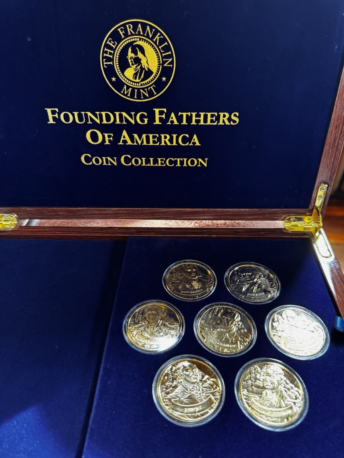 Franklin Mint Founding Fathers of America Medal Collection Set with Display Case