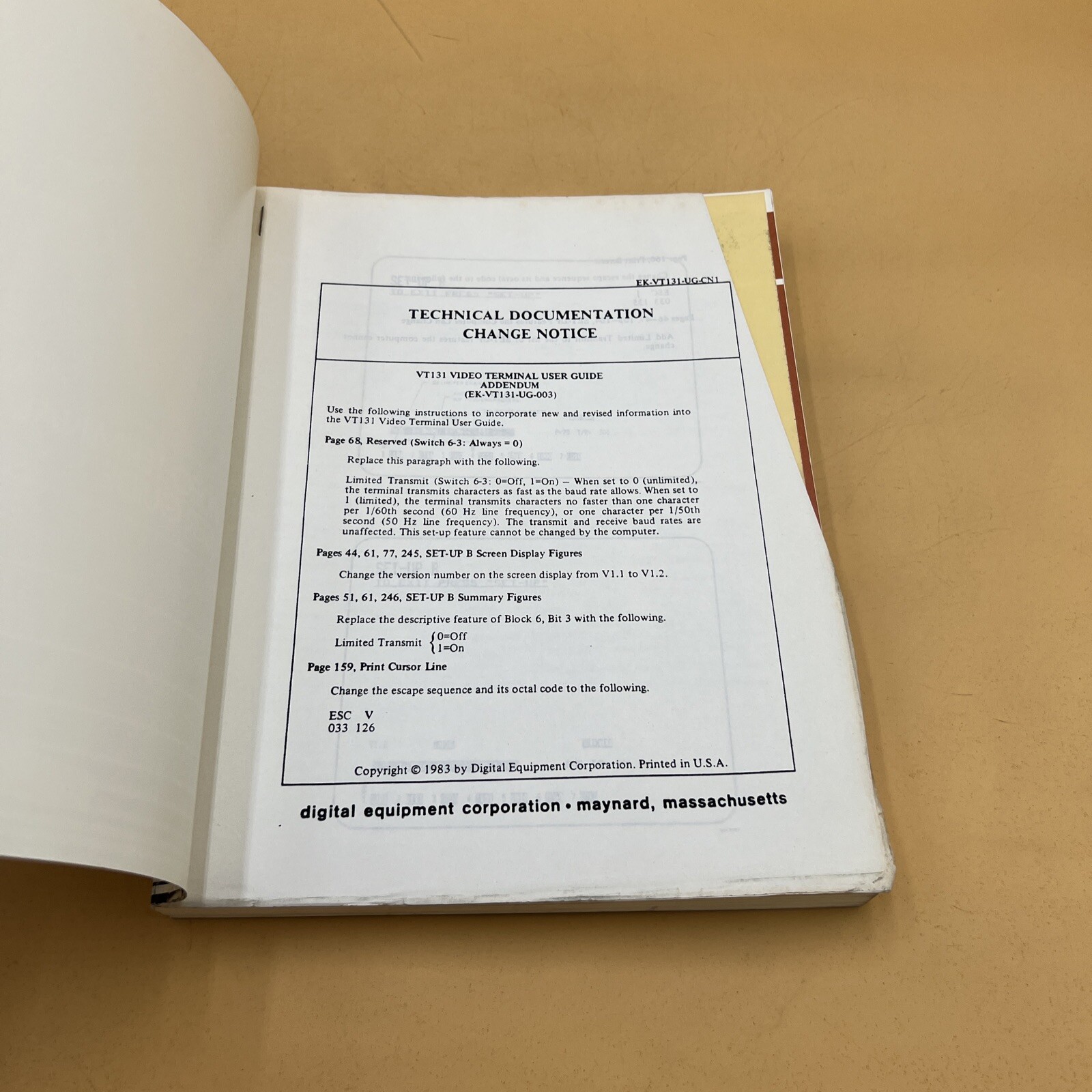 Vintage 1981-1982 Digital VT131 Video Terminal User Guide Manual Book, Original