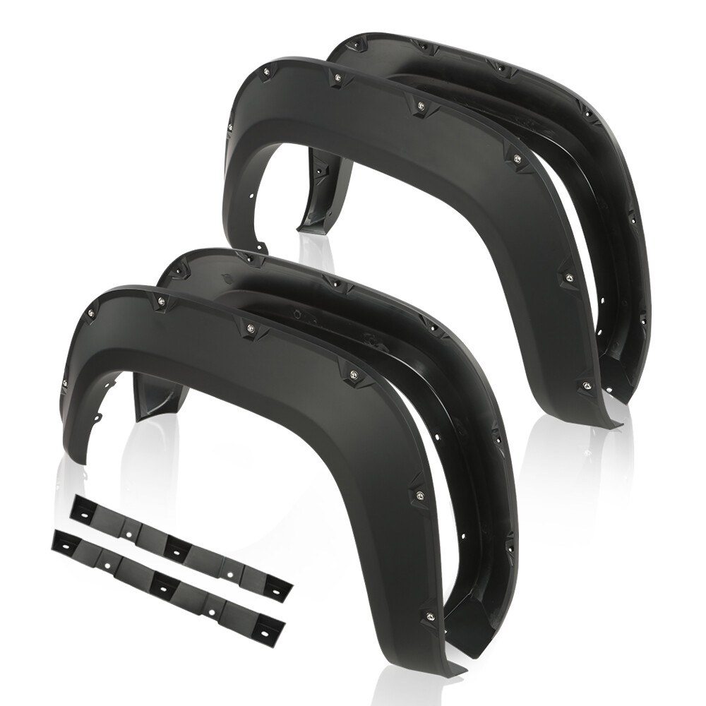 4pcs Fit For 16-22 Toyota Tacoma Pocket Rivet Style Fender Flares Smooth Black