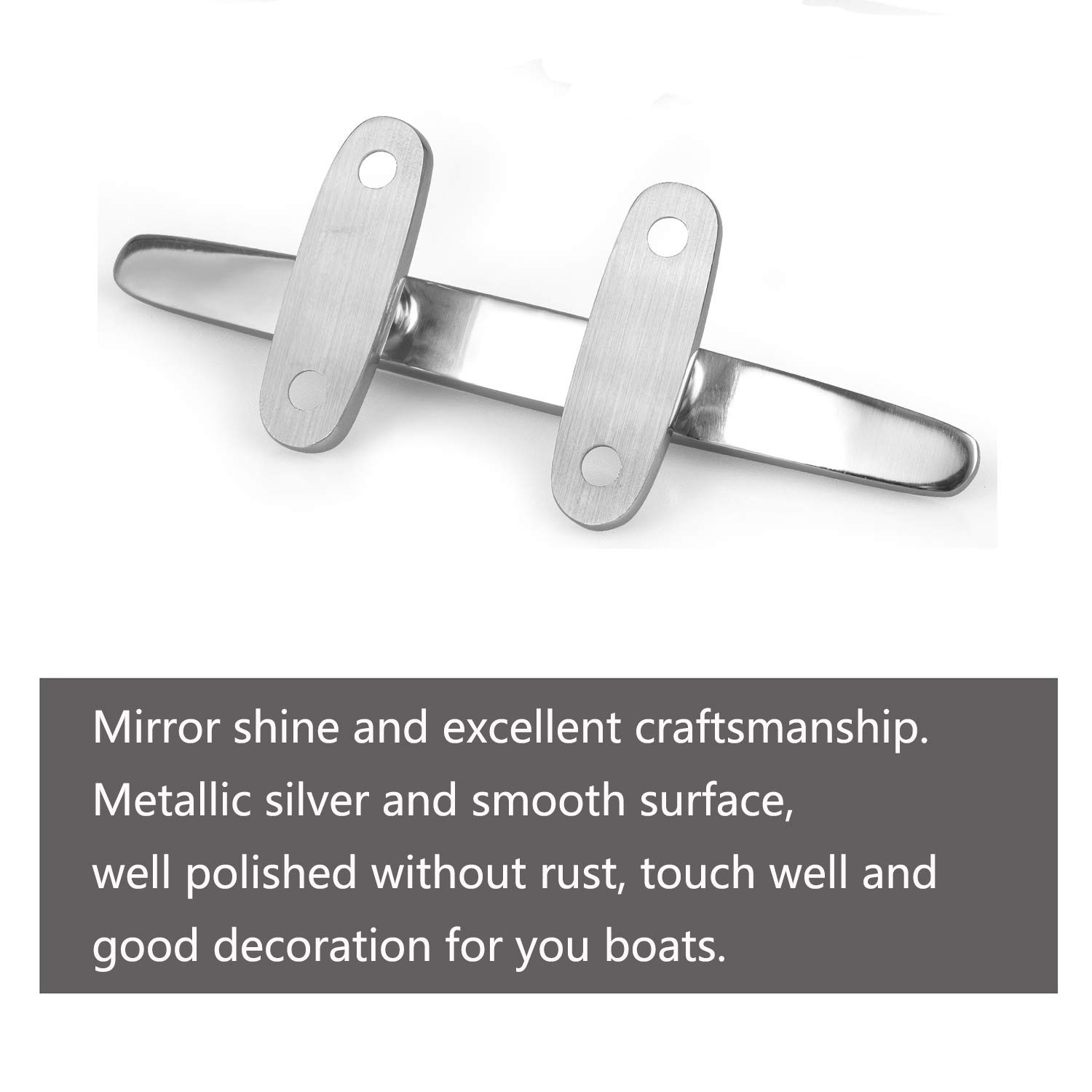 Boat Cleat Small Dock Cleat 2 PCS 4 Inch Open Base 316 Stainless Steel Tie Hook