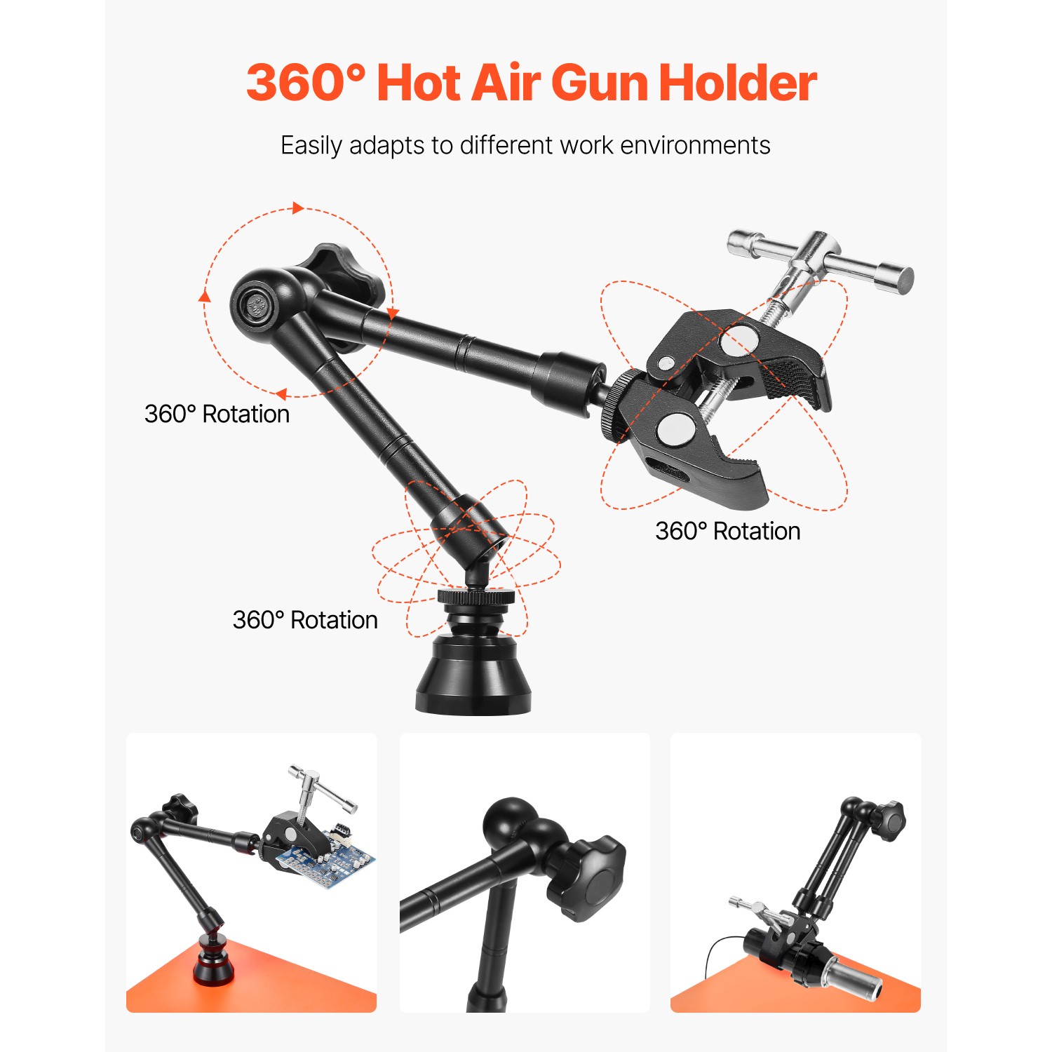 Magnetic Helping Hands Soldering Station Vise Magnifying Lamp 4 PCB Holder