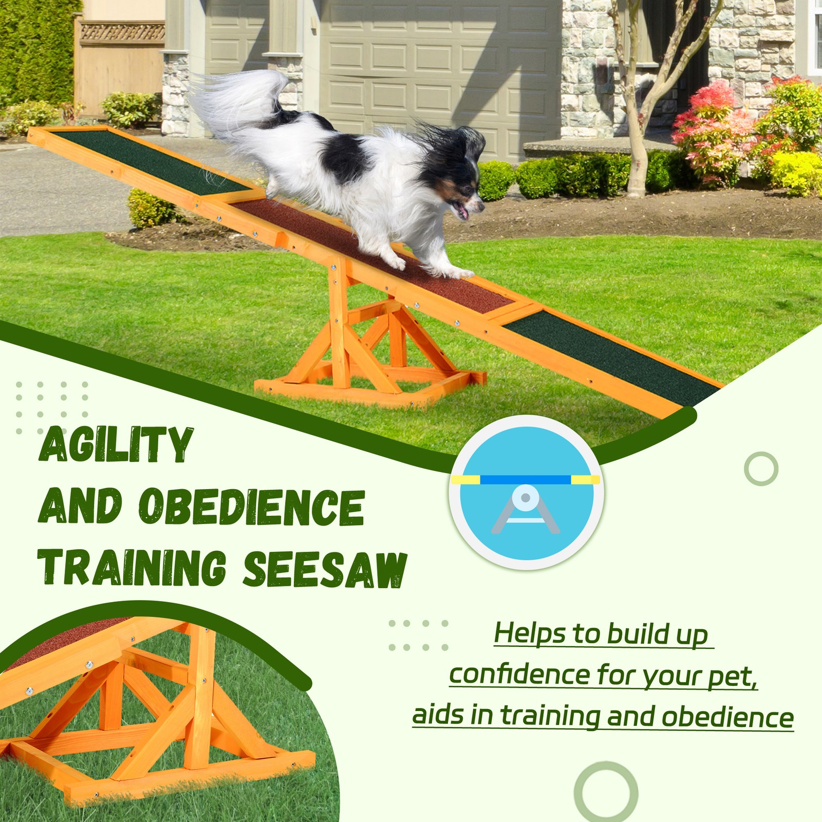 Wooden Dog Agility Seesaw for Training and Exercise, Natural