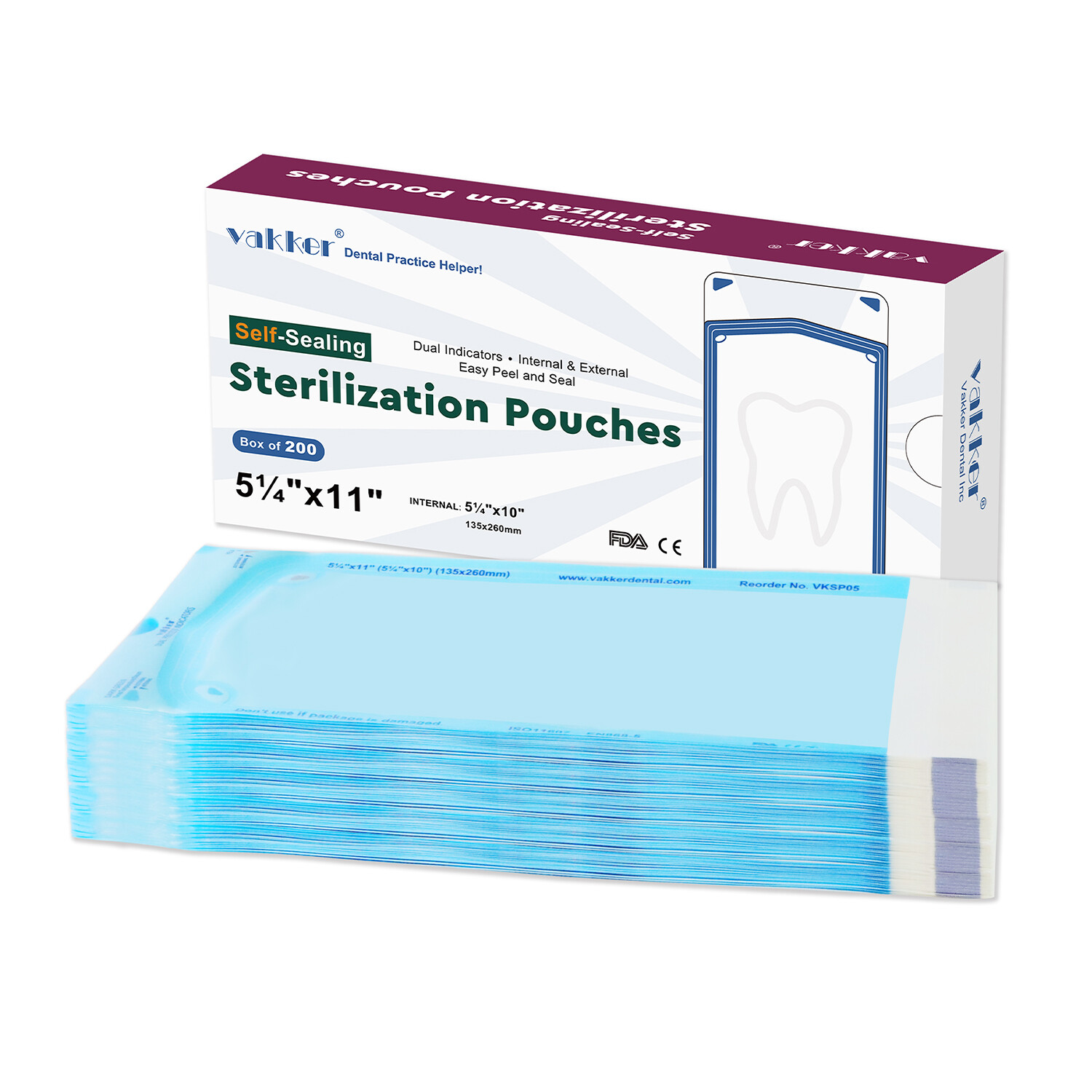 Self Sealing Sterilization Pouches Autoclave Pouch, Disposable Sterilizer Bags