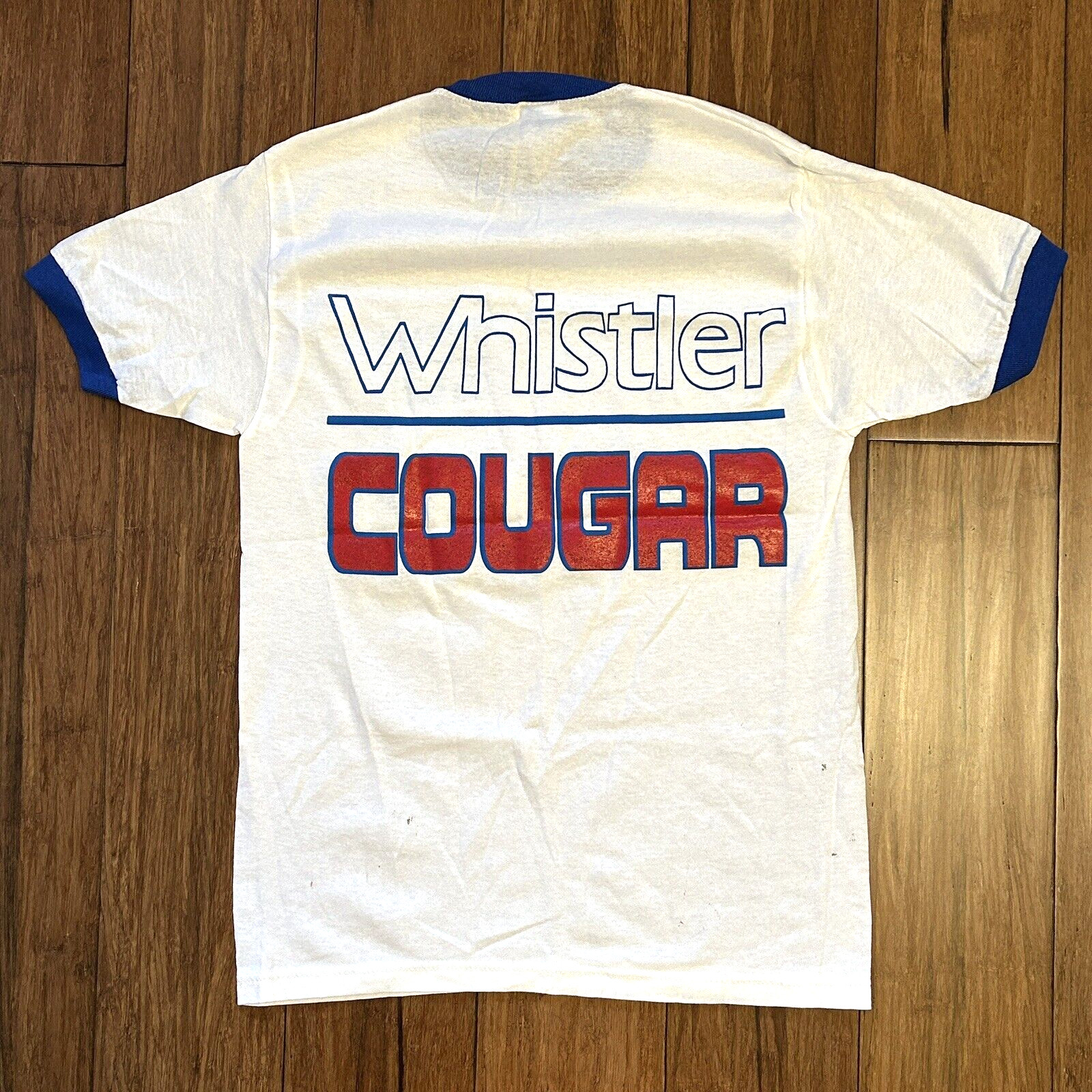 Vintage 80s Whistler Mercury Cougar Motorsports Jerzees Ringer Tshirt Small