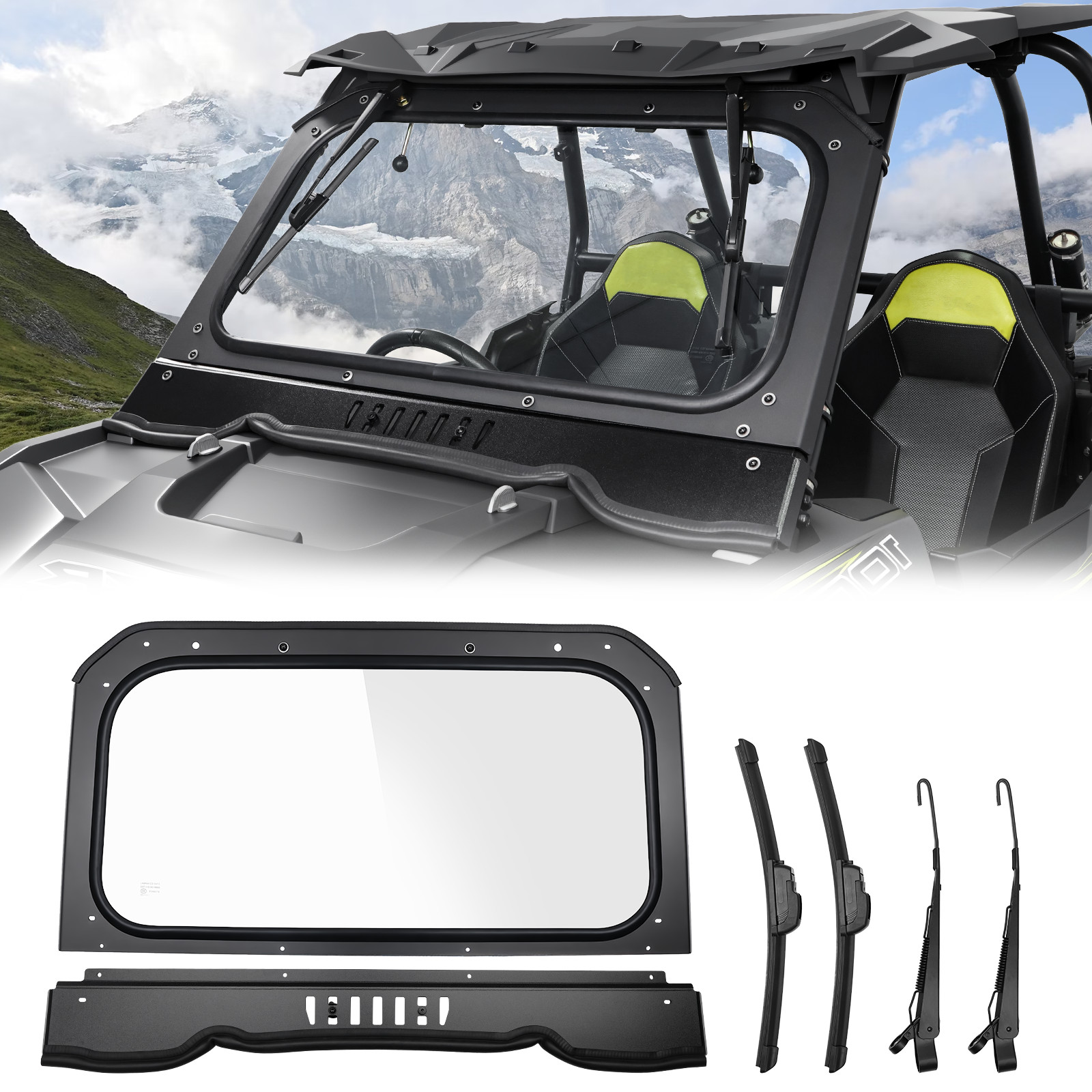 Heavy Duty Glass Windshield W/Vents for 2014-2018 Polaris RZR XP 900/RZR XP 1000