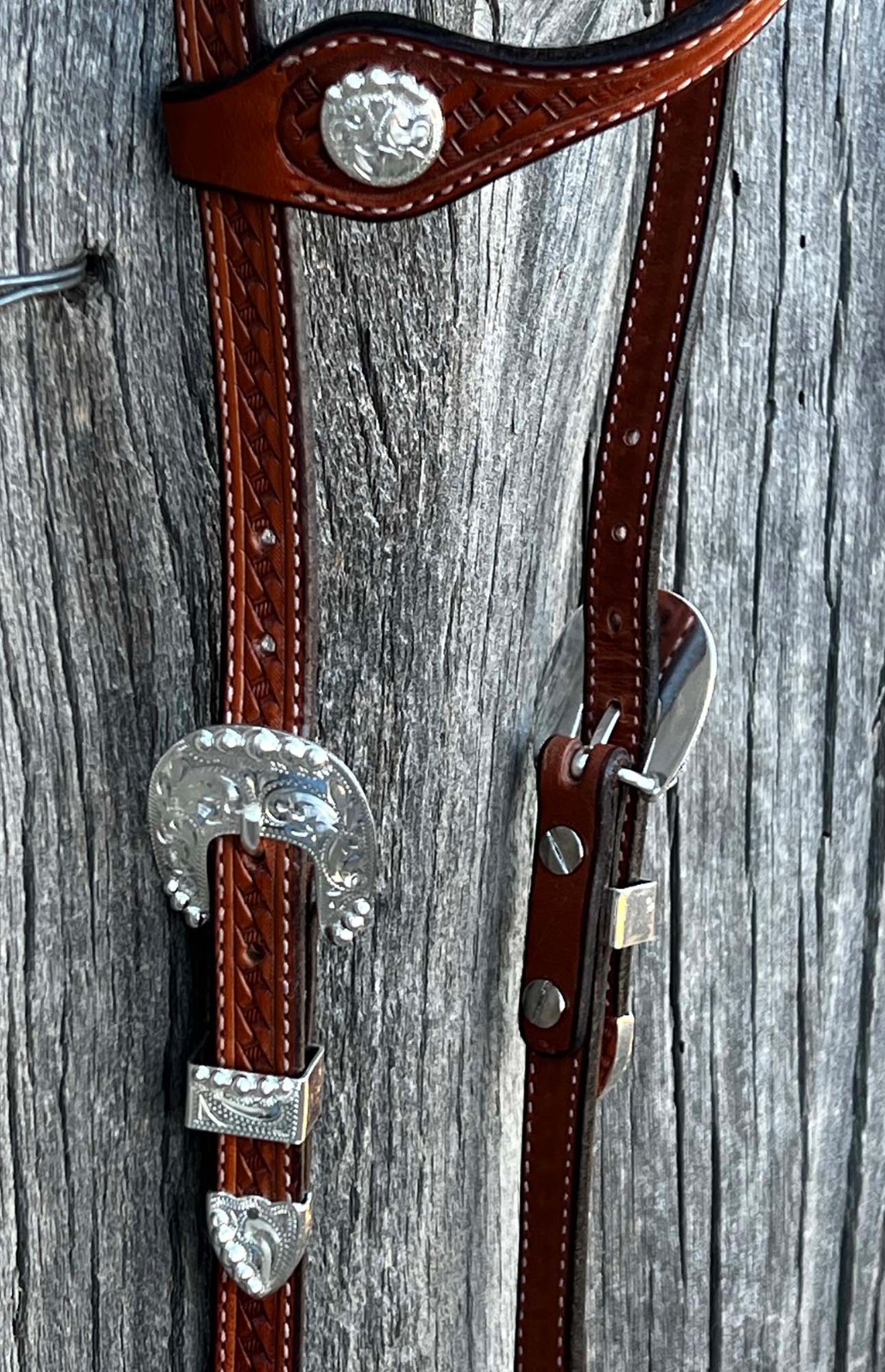 Beautiful COWBOY Vaquero SILVER SLIDING EAR HORSE HEADSTALL By Hansen Of CA