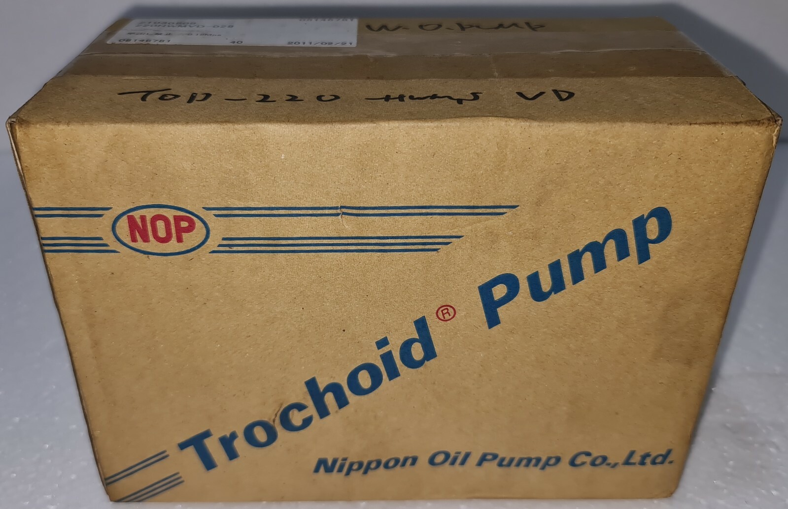NOP NIPPON OIL PUMP TYPE TOP-220HWMVD-029 TROCHOID PUMP WITH RELIEF VALVE 2VDH