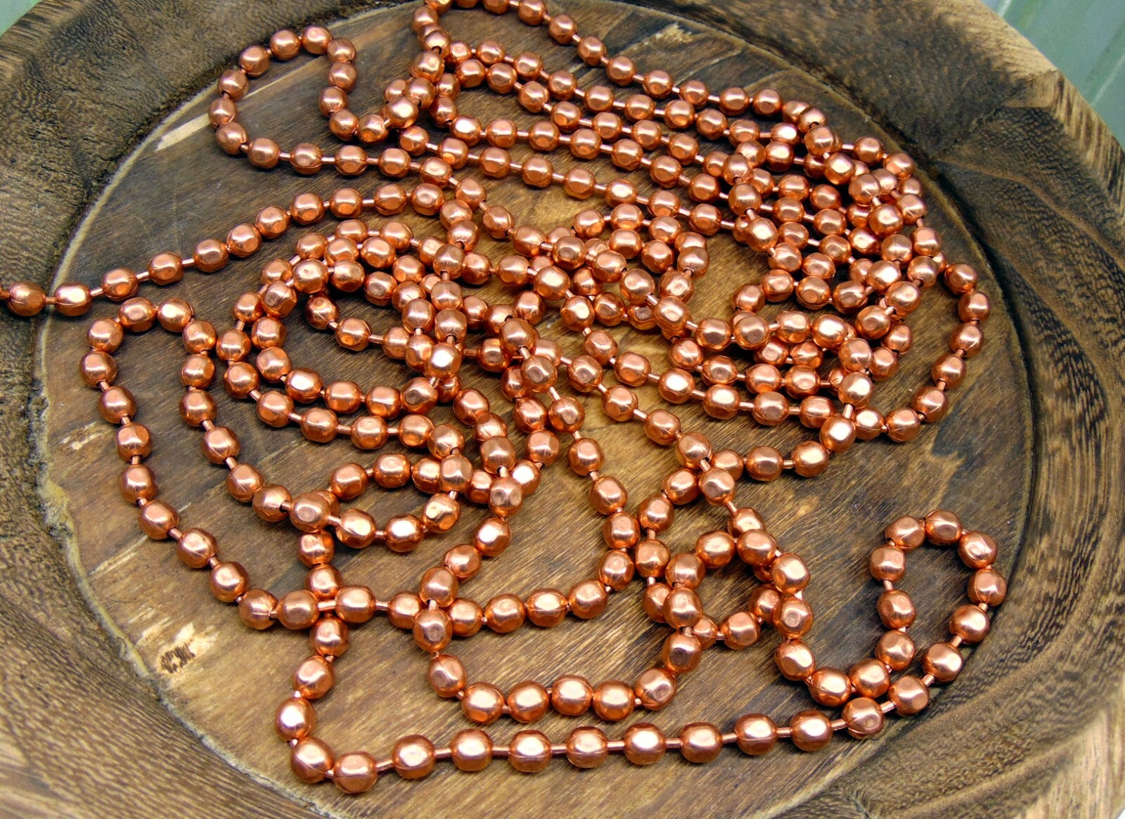 COPPER Ball Chain NECKLACES ~ Faceted 6.3mm bead ~ #13 size Various Lengths
