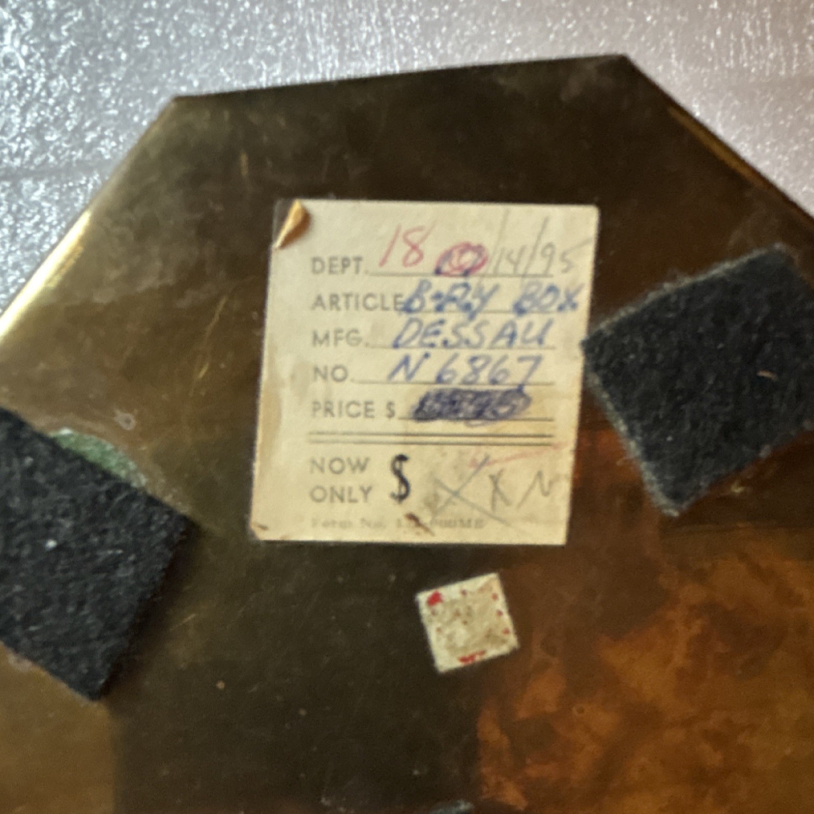 Dessau Brass Octagonal Box with Butterfly Motif Decorative Collectible 4.5" x 3"