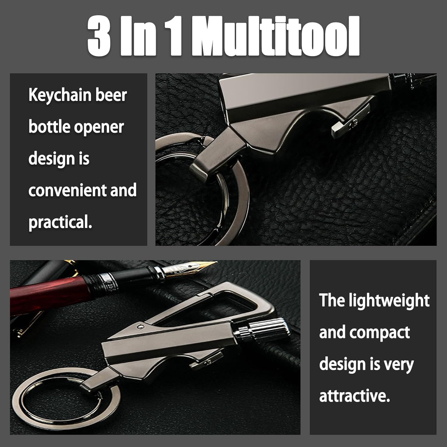 1-3Pack Permanent Match Infinity Lighter with Multitool Keychain Bottle Opener