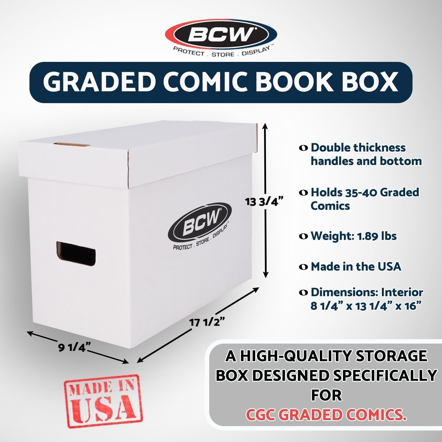 BCW Graded Comic Book Storage Box Double Thickness Hold 35 40 CGC Slab Long Term