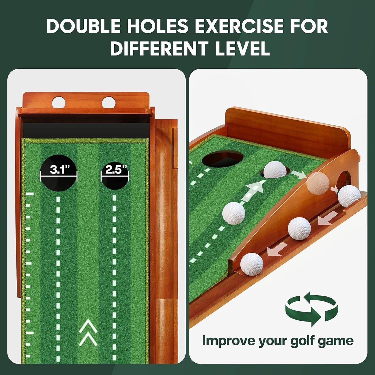 Putting Matt for Indoors, Putting Green, Golf Putting Mat with Ball Return,