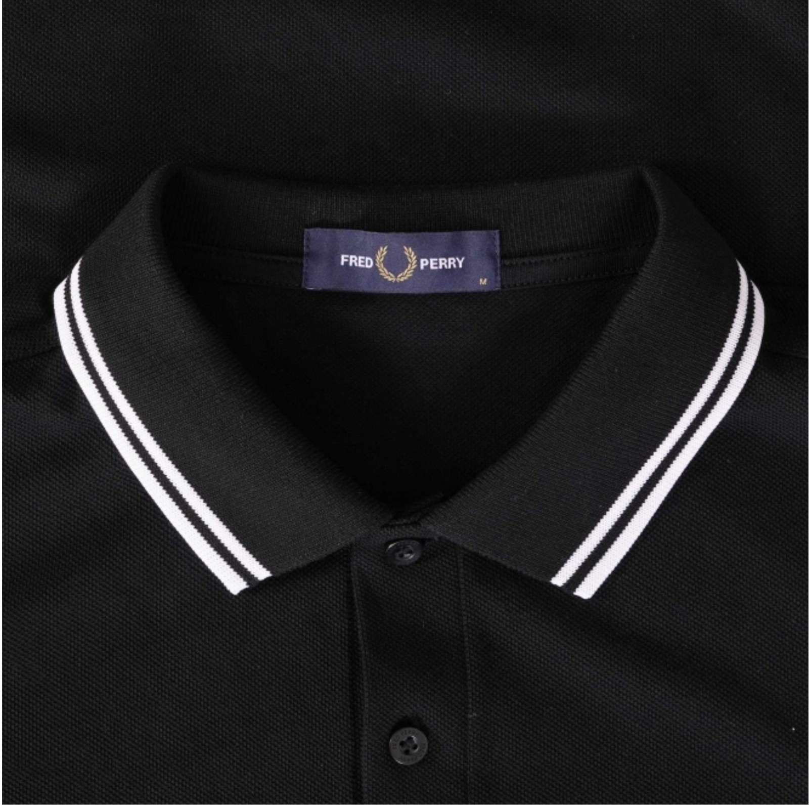 NWT - Fred Perry M3600 Twin Tipped Polo Shirt - BLACK/WHITE - Size : L - XXL