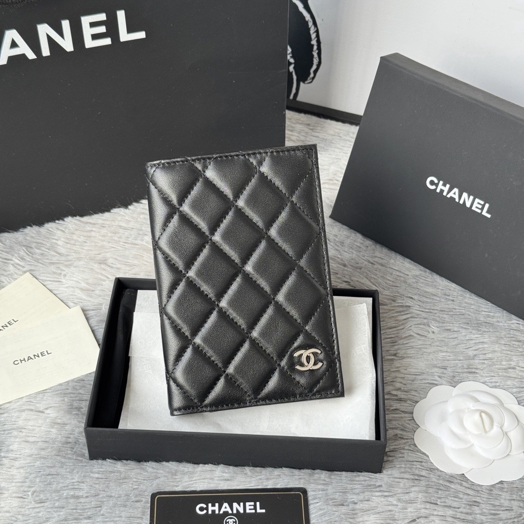 CHANEL Black Quilted Leather Wallet Organizer