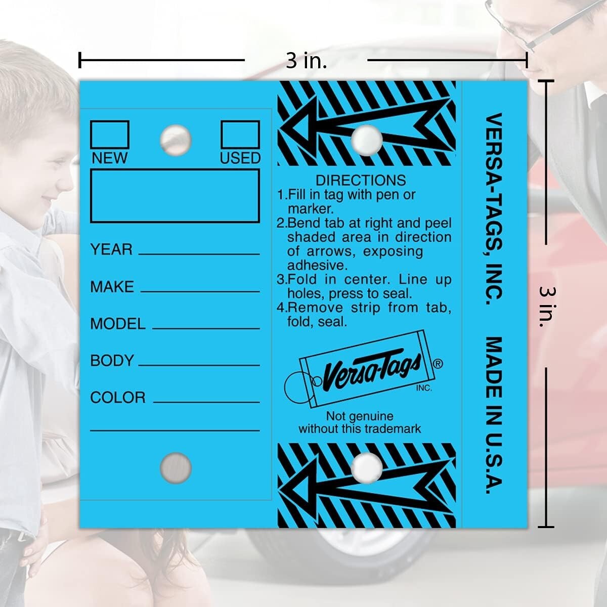 Versa-Tags Car Dealer 1000 Key Tags Self Laminating With Metal Rings