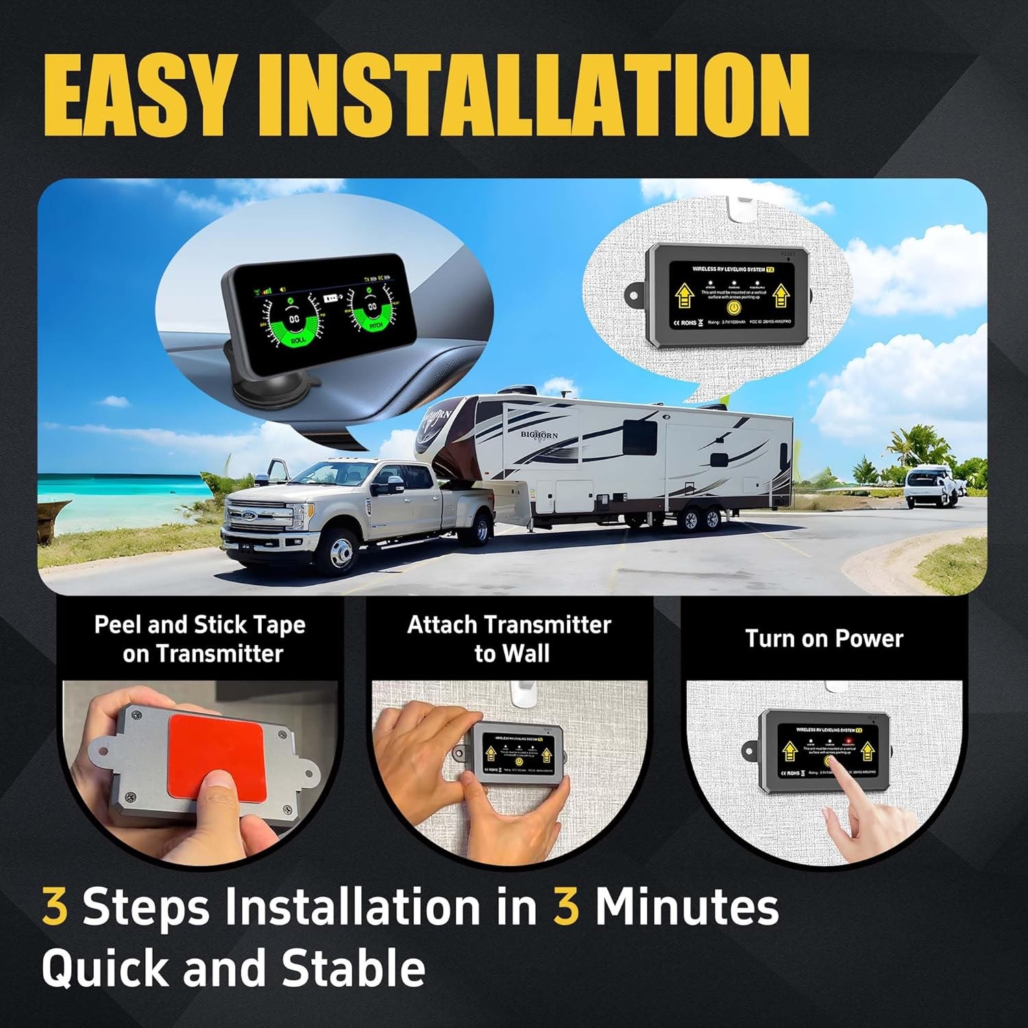 Wireless RV Leveling System Camper Leveling System with Portable Professional Sc