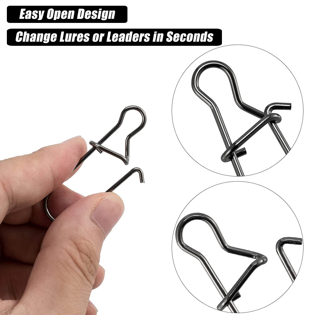 50~200Pack Fishing Snaps Duo Lock Snap Stainless Steel 8LB-220LB Quick Lure Snap