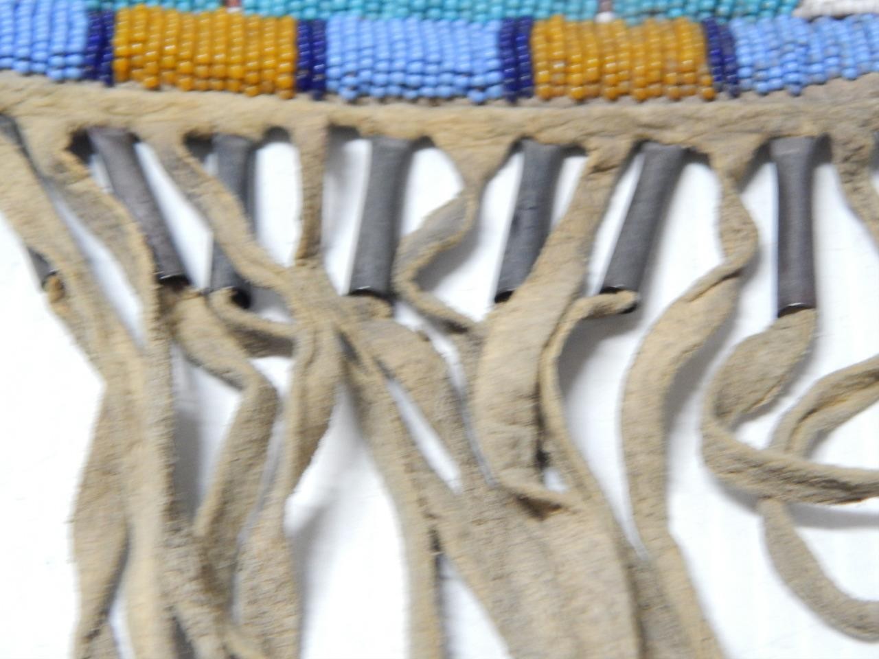 VINTAGE ARAPAHO BEADED PLAINS RATION CARD POUCH - TIN CONES FRINGE CLEAN + NICE