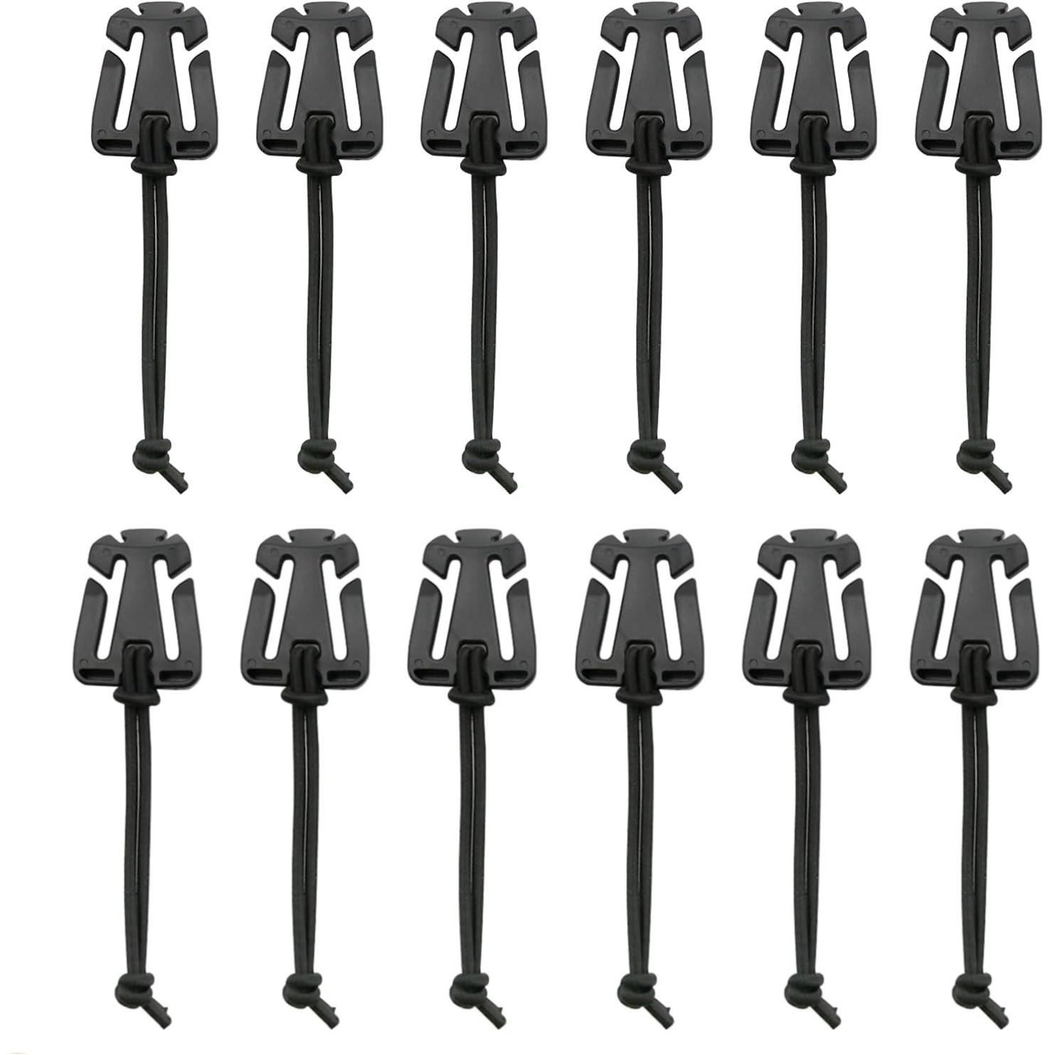 12Pcs Molle Clips with Elastic Rope Tactical Gear for Backpack Straps Management