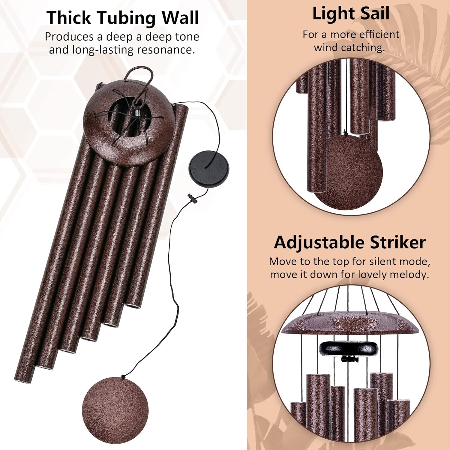 LARGE 48" Metal Tube Deep Tone Resonant Bass Sound CHURCH Bell Wind chime