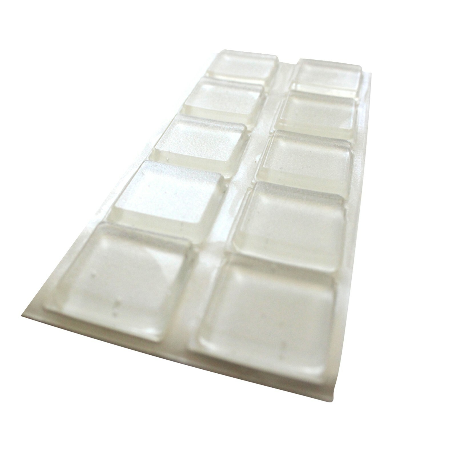 10 Pack Self-Adhesive Rubber Feet Large Clear Glass Square Bumpers 1.0" X 0.18"